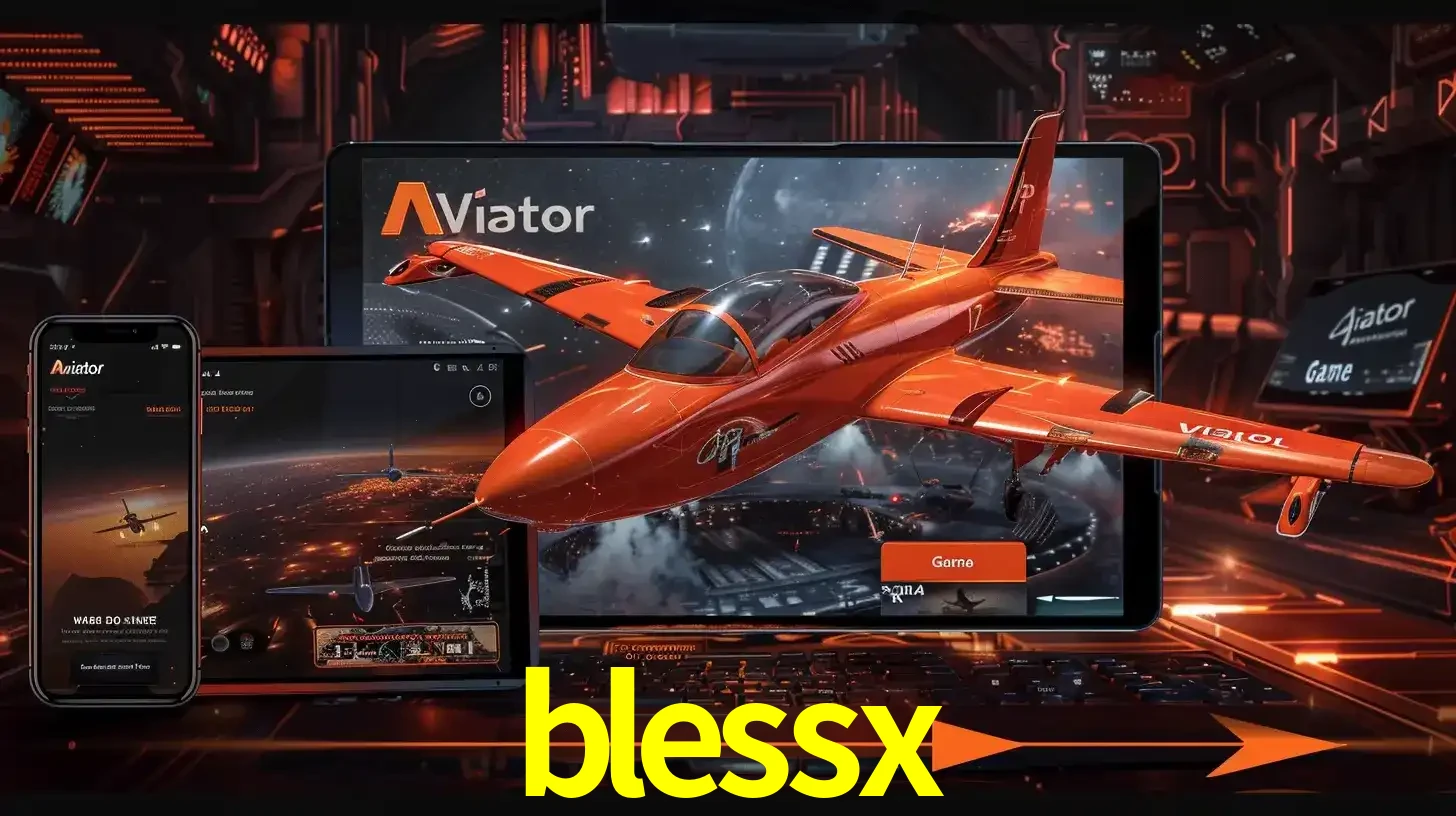 Apresentação tecnológica do jogo Aviator com um avião saindo da tela de um tablet, demonstrando a experiência imersiva em múltiplos dispositivos no blessx.