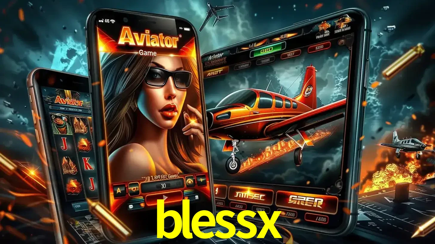O popular jogo de apostas Aviator exibido em vários celulares e tablets, mostrando a interface emocionante e a ação de voo disponíveis para jogar agora no blessx.