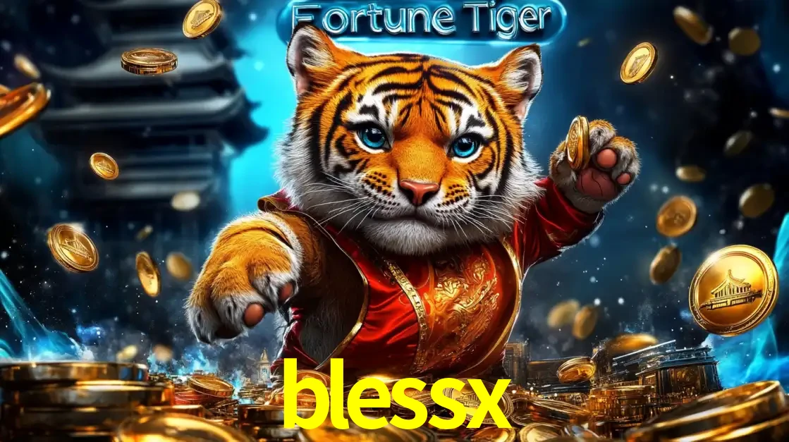 Imagem promocional do jogo de slot Fortune Tiger, com um tigre majestoso em traje tradicional cercado por uma fortuna em moedas de ouro, disponível agora no cassino blessx.