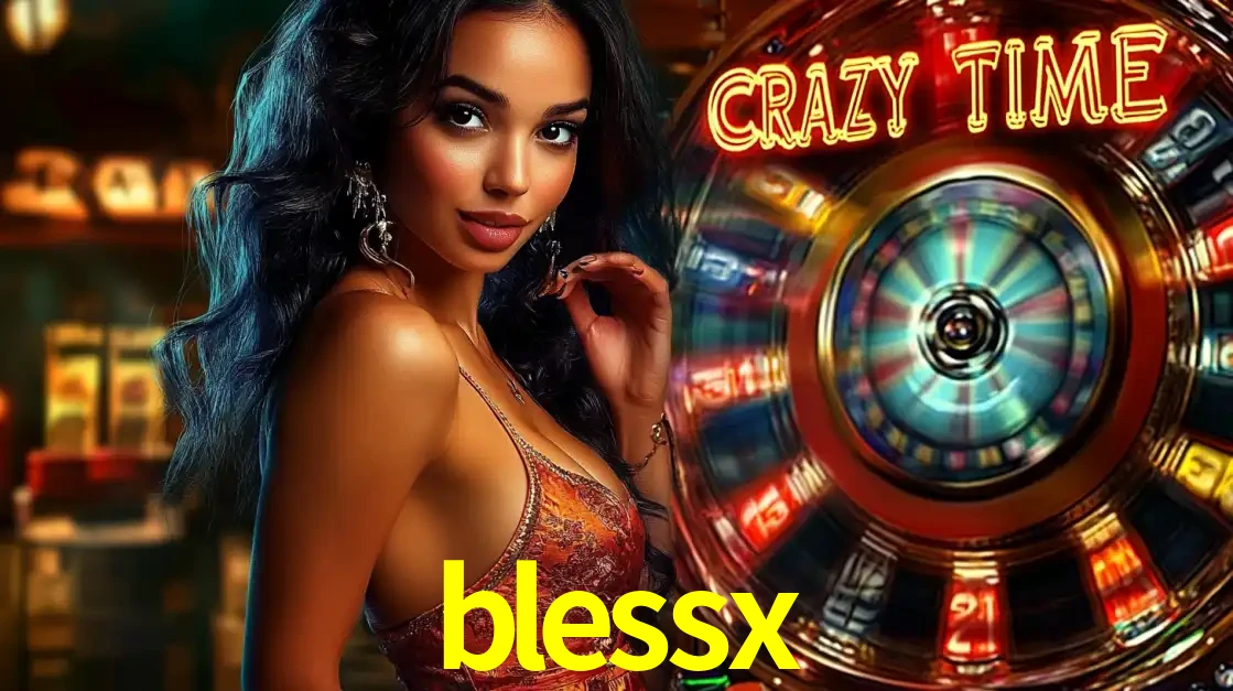 Mulher elegante ao lado da vibrante roda da fortuna do jogo de cassino ao vivo Crazy Time, um dos game shows mais populares e cheios de prêmios do blessx.